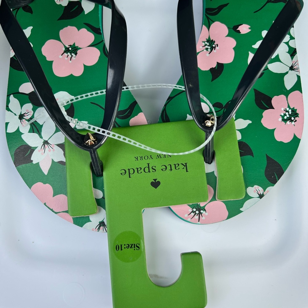 KATE SPADE Fleur Floral Multi-Color Flip Flops Sandals 10 NEW Summer Resort Pool